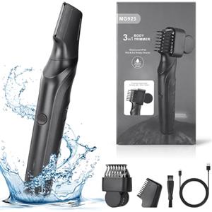 AOGOE Rasoio Elettrico Corpo Uomo 3 In 1, Impermeabile IPX5 Depilatore, Con Pettini Regolabili 3-12 mm, Wet&Dry, per Viso e Corpo, Parti Intime, Regali