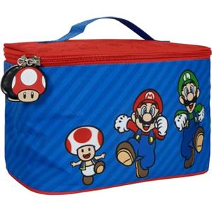 PERLETTI Borsa Termica Porta Pranzo Bambino Mario Luigi - Porta Pranzo Termico Bambini Rosso Blu Compatibile con Super Mario - Porta Merenda Lunch Box Bimbo Scuola Materna Elementare Picnic - 15x23x15cm