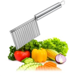 com-four® wavy cutter - coltello seghettato in acciaio inox - coltello per guarnire con bordo seghettato - taglierino ondulato per patatine fritte (colore argento - 1 pezzo)