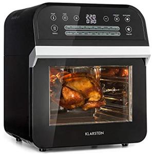 KLARSTEIN AeroVital Cube Friggitrice ad Aria Calda - Sistema di Riscaldamento 3D: 1600 W , 12 L , 16 Programmi , Timer , Termostato: da 50 a 230 °C , Accessori in 5 Pezzi , Nero