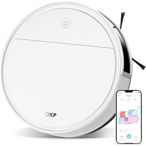 OKP K5 Ultra Robot Aspirapolvere e Lavapavimenti, 5500Pa di Potenza Aspirazione, 170 Min Autonomia, Navigazione Laser dToF, WiFi/APP/Alexa, Ideale per Peli Animali, Tappeti e Pavimenti Duri, Bianco