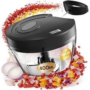 LEBENLANG Tritatutto Manuale A Corda - Trita Verdure A Mano 400ml & Senza BPA | Frullo Il Tuo Tritatutto Chopper Prezzemolo Taglia Cipolla Tritaverdure Frullatore