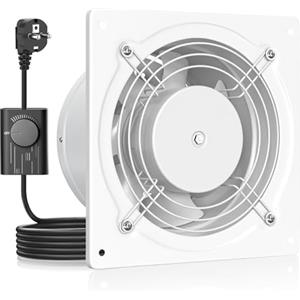 HG Power Ventola Aspirazione 150mm - Ventola Bagno Silenziosa con Valvola di non ritorno, Regolatore di velocità, Spina, Aspiratore Industriale per Cucina Garage Seminterrato, A-Bianco