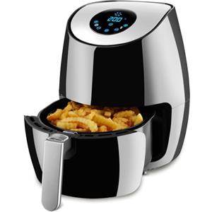 tectake® Friggitrice ad Aria Calda 3.6 l, Robot Cucina, 2.6 Litri/1350W, Display, Touchscreen LED, Cassetto Removibile Cestello, Temperatura e Tempo Regolabili, Libro Ricette Friggitrice ad Aria