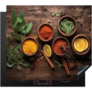 KitchenYeah© Copri Piano Induzione 60x52 cm Cucina Coprifornelli Copertura Protezione Cottura Tutto per la Cucina Frutta - Spezie - Erbe - Cannella - Stampa su legno