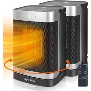 Taylor Swoden Fiery - Stufetta elettrica portatile, Termoventilatore ceramico PTC con telecomando, timer 24 ore, oscillazione a 70°, 4 modalità, 1500W, 2 Pezzi