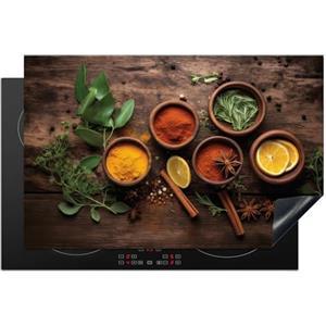 KitchenYeah© Copri Piano Induzione 80x52 cm Cucina Coprifornelli Copertura Protezione Cottura Tutto per la Cucina Frutta - Spezie - Erbe - Cannella - Stampa su legno