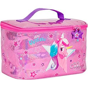 PERLETTI Borsa Termica Porta Pranzo Bambina Unicorno - Lunch Box Contenitore Bimba Rosa Brillantini Materiale Termico - Porta Pranzo Merenda Bambine Scuola Materna Elementare - 15x23x15cm (Unicorno)