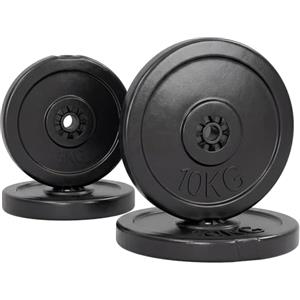 HOMCOM Set di 4 Dischi Pesi per Bilanciere e Manubri Peso Totale 30kg, 2x5kg e 2x10kg, Nero