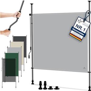 KESSER® Tenda da sole verticale con morsetto per esterni, allungabile e opaca, tenda da sole verticale con manovella, protezione per balcone e terrazza, impermeabile, Grigio, 100 x 310 cm