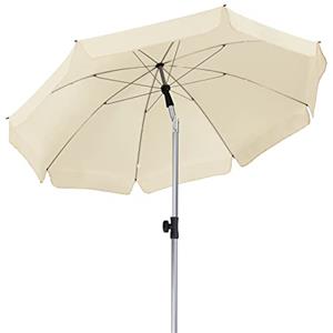 LIFERUN Ombrellone da giardino, ombrellone da Spiaggia 200 cm, Inclinabile, Ombrellone UPF 50+ con Funzione Pieghevole, 8 Stecche in acciaio, Stabile, Adatto per Balconi, Giardini e Terrazze, Beige