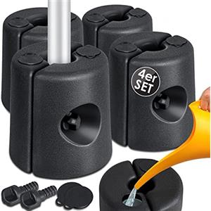 KESSER Supporti per padiglione Set di 4 supporti | per padiglione ricaricabile con acqua/sabbia 22 x 22 x 25 cm Pesi HDPE per stabilizzazione di tende da giardino gazebo, nero