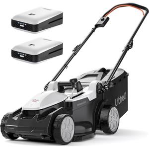 LiTHELi U20 - Tosaerba a batteria, 2 x 20 V, larghezza di taglio 37 cm, senza spazzole, fino a 300 m², cesto raccoglierba da 40 l, altezza di taglio 25-75 mm, con 2 batterie da 4,0 Ah