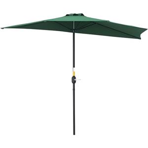 Outsunny Ombrellone Semicircolare da Parete 2.7x2.4 m per Giardino con Apertura a Manovella in Poliestere, Verde