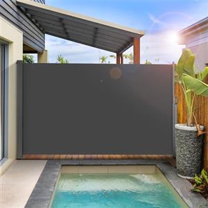 LIFERUN Tenda da Sole Laterale 160 x 350 cm (H x L),Tendone Laterale Estensibile,Tenda Sole Allungabile,Tenda Laterale Avvolgibile,Impermeabile,Protezione Solare,Rivestimento in PU,per Balcone,Terrazzo,Grigio