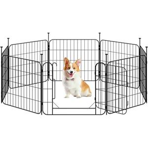 Yaheetech Recinto per Cani da Interno ed Esterno, 50 cm di Altezza a 8 Pannelli, Box Kennel Cancelletto Pieghevole per Cuccioli Conigli Gatti, Recinzione Cancello per Animali Domestici in Acciaio