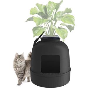 Lifewit Lettiera Gatto con Deodorante e Filtro a Carboni Attivi, Toilette per Gatti per Soggiorno, Camera da Letto e Angoli, Lettiera a Forma di Vaso con Paletta, 48 x 48 x 50 cm, Nero