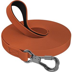 X XBEN Guinzaglio per Cani 15 Metri, Addestramento con Maniglia Imbottita, Lunghina Gommato Impermeabile, Moschettone, Resistente per Tutti i Cani, Arancione Fluo