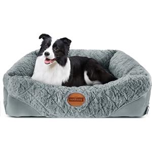 Nobleza Cuccia Cane Interno Taglia Grande, Cuccia per Cani Lavabile, Morbida Confortevole Letto per Cani, Bordi Rialzati, Fondo Antiscivolo, 80x70x22cm, L, Gris
