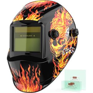 YESWELDER Casco per Saldatura True Color, Maschera per Saldatura Oscuramento Automatico Blocco della Luce Blu, Casco Saldatore 4/9-13 ampia schermatura per ARC MIG TIG