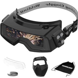 YESWELDER Occhiali da Saldatura Auto-Oscuranti True Color, Ampia Lente 1/1/1/1 con Gamma Ombre 4/5-9/9-13 per Smerigliatura, Maschera da Saldatore per TIG MIG ARC e Taglio