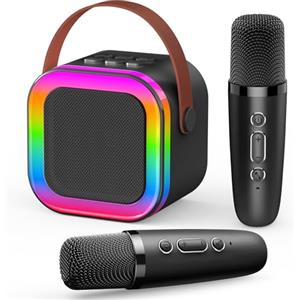 Dislocati Karaoke con 2 Microfono Karaoke Bluetooth, Regalo Natale Regalo Bambino 3-12 Anni Maschio Cassa Karaoke Portatili, Wireless con Effetti Luce per Cantare, Feste e Giochi