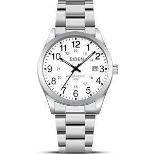 LN LENQIN Orologi da uomo in acciaio inossidabile impermeabile con data, orologio analogico al quarzo, orologi da polso per uomo