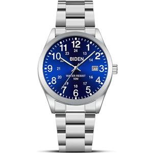 LN LENQIN Orologi da uomo in acciaio inossidabile impermeabile con data, orologio analogico al quarzo, orologi da polso per uomo