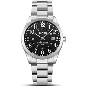 LN LENQIN Orologi da uomo in acciaio inossidabile impermeabile con data, orologio analogico al quarzo, orologi da polso per uomo