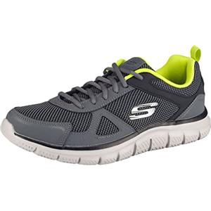 Skechers Track Bucolo, Scarpe running Uomo, Charcoal Black Leather Mesh Lime Trim, 46 EU