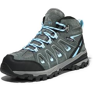 NORTIV 8 Scarpe da Trekking Impermeabili da Donna Scarponi da Montagna Trekking Antiscivolo Leggero Esterno Traspirante,Size 43,Grigio/Blu,SNHB211W