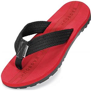 Eagsouni Infradito Uomo Donna Sandali Flip Flops Pantofole Ciabatte da Mare per Spiaggia e Piscina Estate Scarpe da Casa, Nero Rosso, 36 EU