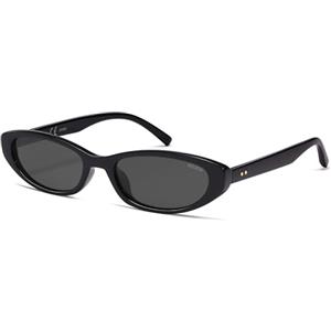 SOJOS Occhiali da sole vintage rettangolari polarizzati occhiali da sole donna uomo slim vintage occhio di gatto occhiali da sole UV400 protezione SJ2664, nero/grigio, m