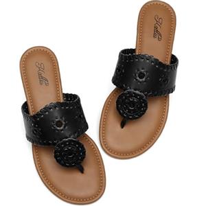 katliu Sandali Donna Estate Infradito Bassi, Sandali Eleganti con Cucitura Decorativa, Plantare Imbottito, Suola Antiscivolo, Sandali Comodi per Vacanze Tempo Libero Quotidiano 40