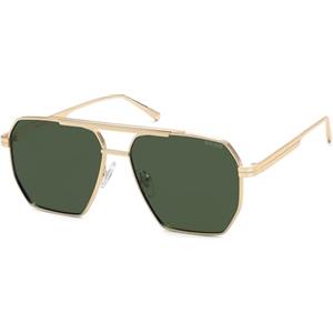 SOJOS Occhiali da sole polarizzati quadrati retrò oversize per uomo donna vintage ombre UV400 classico grande montatura in metallo occhiali da sole SJ1161, Oro / Verde, s