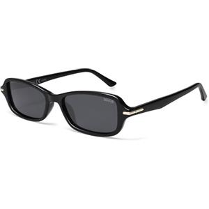 SOJOS Occhiali da sole retrò polarizzati rettangolari sottili da donna e da uomo vintage in plastica UV400 protezione occhiali da sole per viso largo SJ2376, Nero , s