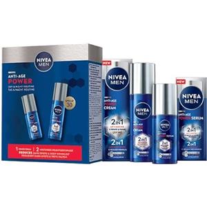 NIVEA MEN Anti-Age Power Routine Giorno & Notte, Skincare Kit con siero viso uomo Anti-Age Power Serum 30 ml e crema viso uomo Anti-Age Power Cream 2in1 SPF30 50 ml con Thiamidol brevettato