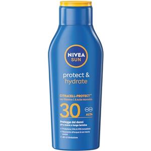 NIVEA SUN Protect & Hydrate SPF 30 400 ml, Crema solare 30 idratante 48h ad assorbimento rapido, Protezione solare 30 resistente all'acqua arricchita con Vitamina C e Acido Ialuronico