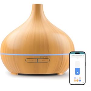 Meross Smart Diffusore di Oli Essenziali Mini | 400ML | Funzione di Temporizzazione | Controllo Remoto & Controllo Vocale | Intelligente Umidificatore | Compatibile con Apple Home, Alexa y Google Home