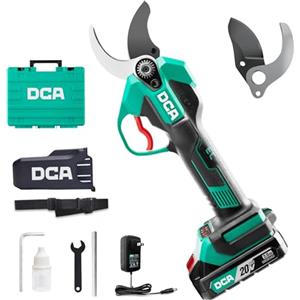 DCA Forbici Portatili a Batteria 20V, max 35mm Brushless Cesoie Potatura Elettriche con 2,0Ah batteria, Lama SK5 Forbice Elettrica con custodia di sicurezza portatile per Frutteto Parco Fattoria Olivo