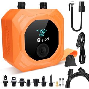 Lytool Pompa SUP Elettrica 50 PSI Alta Pressione, Gonfiatore Paddle 12V DC, Gonfiaggio Automatico 3 Stadi, Arresto Automatico, Cavo Accendisigari 3M, per SUP, Kayak, Materasso, Bici, Moto