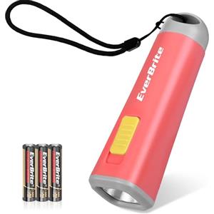 EverBrite Mini Torcia LED (Rosso), Torcia Portatile da 46g con Luce Gialla Calda, Ideale per Lettura, Campeggio e Passeggiate, con 3 Batterie AAA Incluse, Ottima come Regalo