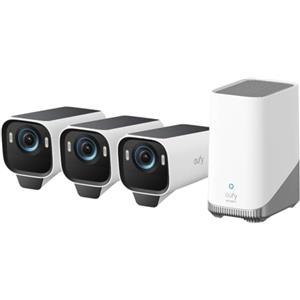 eufy Security S3 Pro(eufyCam 3 Pro), 4K telecamera wifi esterno senza fili pannello solare Visione Notturna a Colori, Riconoscimento Facciale AI, Archiviazione Locale Espandibile,Nessun Canone Mensile