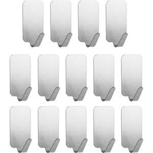 Flintronic Ganci Autoadesivi, Ganci da Parete in Acciaio Inossidabile 14 PCS Ganci per Impieghi Pesanti, Impermeabili Senza Chiodi per Cucina, Bagno, Armadio, Appendiabiti Panno Asciugamano