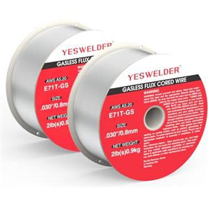 YESWELDER Filo Saldatrice MIG a filo animato no gas, acciaio dolce E71T-GS 0,8 mm 0,9 kg bobina 2 Confezioni