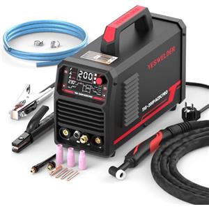 YESWELDER 200A AC/DC Alluminio TIG Saldatrice con Impulso Grande Display LED, Inverter Digitale ARC/TIG 230V TIG Saldatore