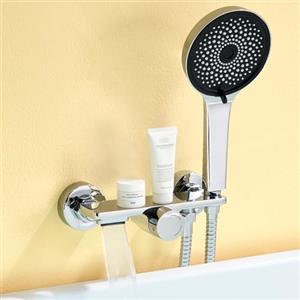 Auralum Miscelatore Doccia Ottone, Rubinetto Vasca da Bagno con Soffione Doccia, Miscelatore Vasca da Bagno con Supporto Soffione e Tubo Doccia