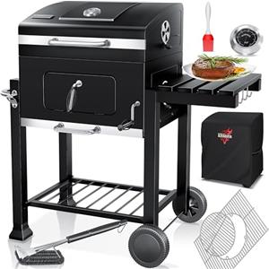 KESSER® Barbecue con Carrello XL Barbecue a carbonella con Coperchio, Ruote, Manico in Acciaio Inox, griglia e termometro a carbonella,Grande Barbecue a carbonella Barbecue da Campeggio