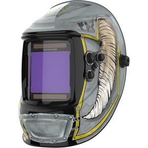 YESWELDER Maschera Saldatura Autoscurante Colore Vero, 10X9 cm Casco per Saldatura Grande Schermo, Solar Power/Pila Sostituibile, 4 Sensori d'arco Ampio schermo 4/5-9/9-13 per TIG MIG ARC CUT GRIND