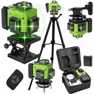 Housiwill Livella Laser 16 Linee con Treppiede, Livella Laser Autolivellante 360, Batteria Ricaricabile, con Staffa a Parete, Telecomadon, per Lavori Costruzione e Decorazione D'interni